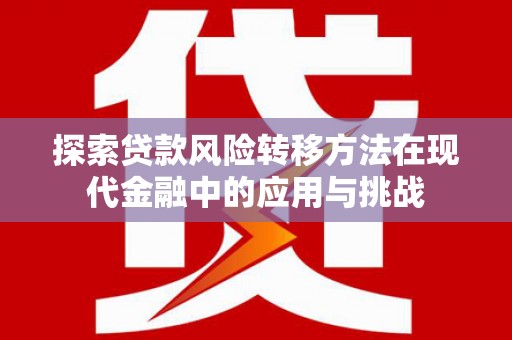 中国香港探索贷款风险转移方法在现代金融中的应用与挑战