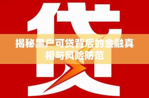 中国香港揭秘黑户可贷背后的金融真相与风险防范