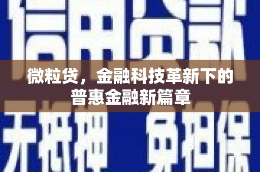 中国香港微粒贷，金融科技革新下的普惠金融新篇章
