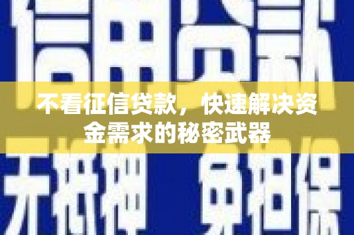 中国香港不看征信贷款，快速解决资金需求的秘密武器